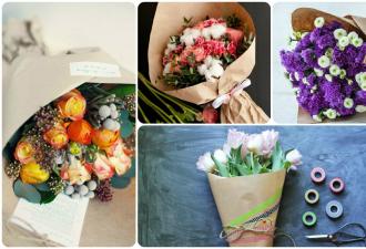 Как упаковать цветы Как завернуть тюльпаны в слюду